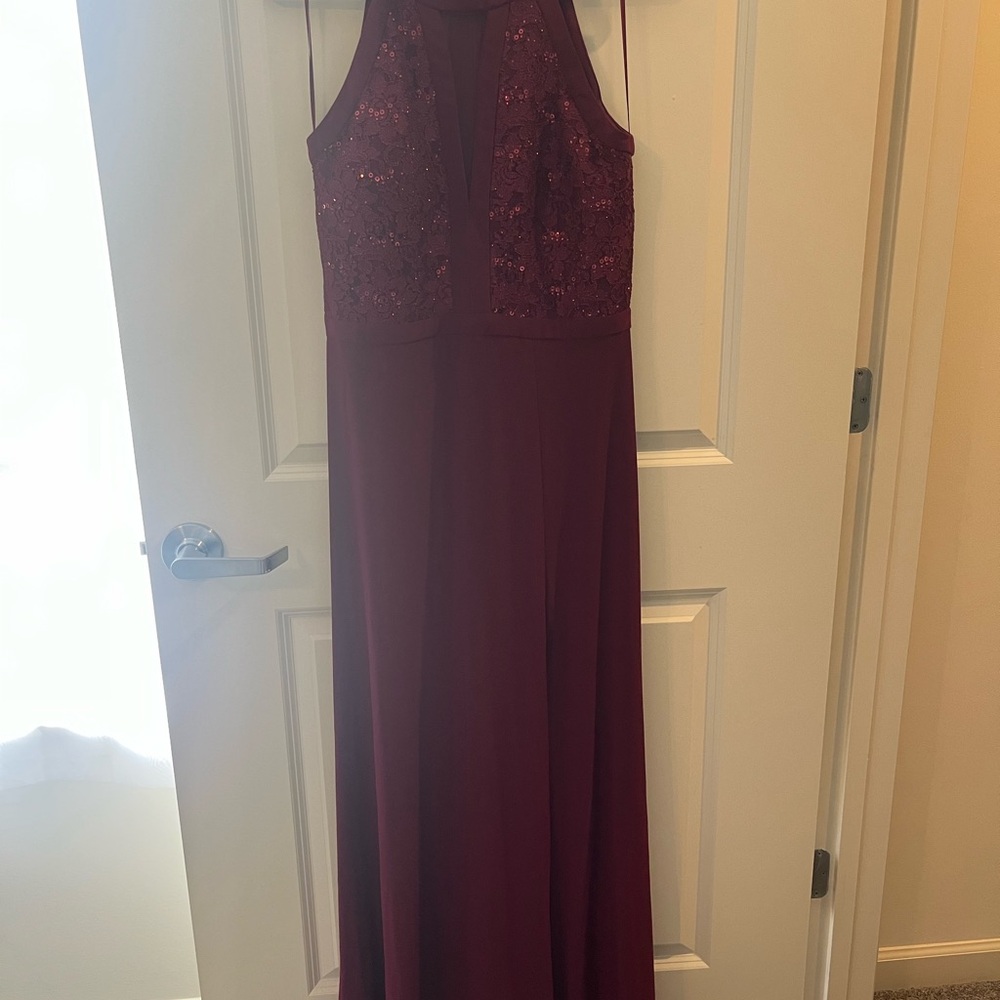 Elegant Burgundy Halter Gown